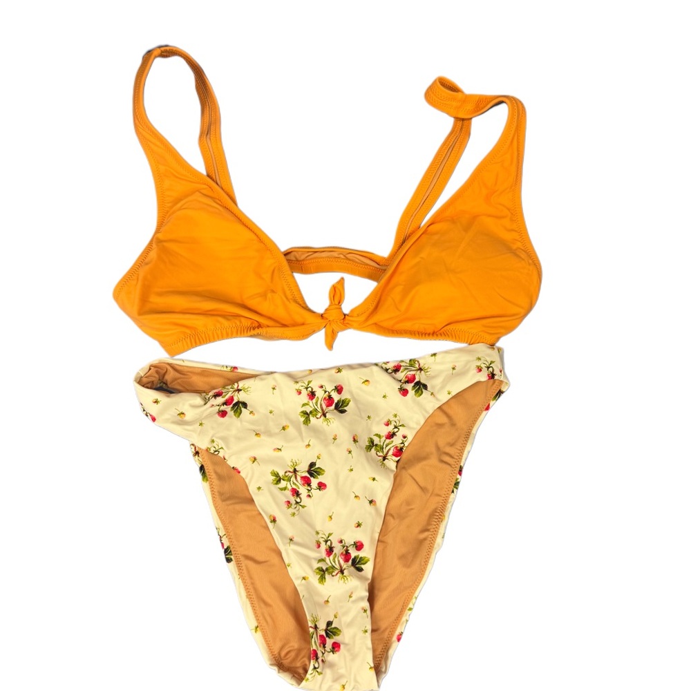 J. Crew Orange and Floral Bikini